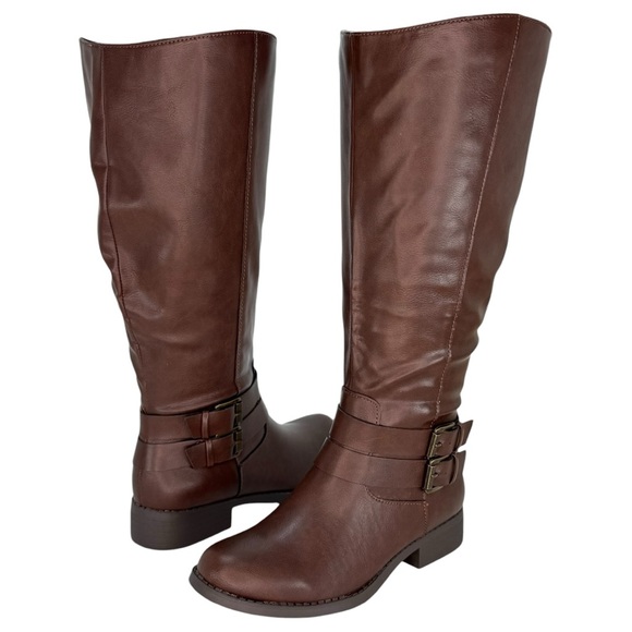 Style & Co Maliaa Brown Faux Leather Wide Calf Knee High Womens Boots Size 6M - Picture 11 of 13